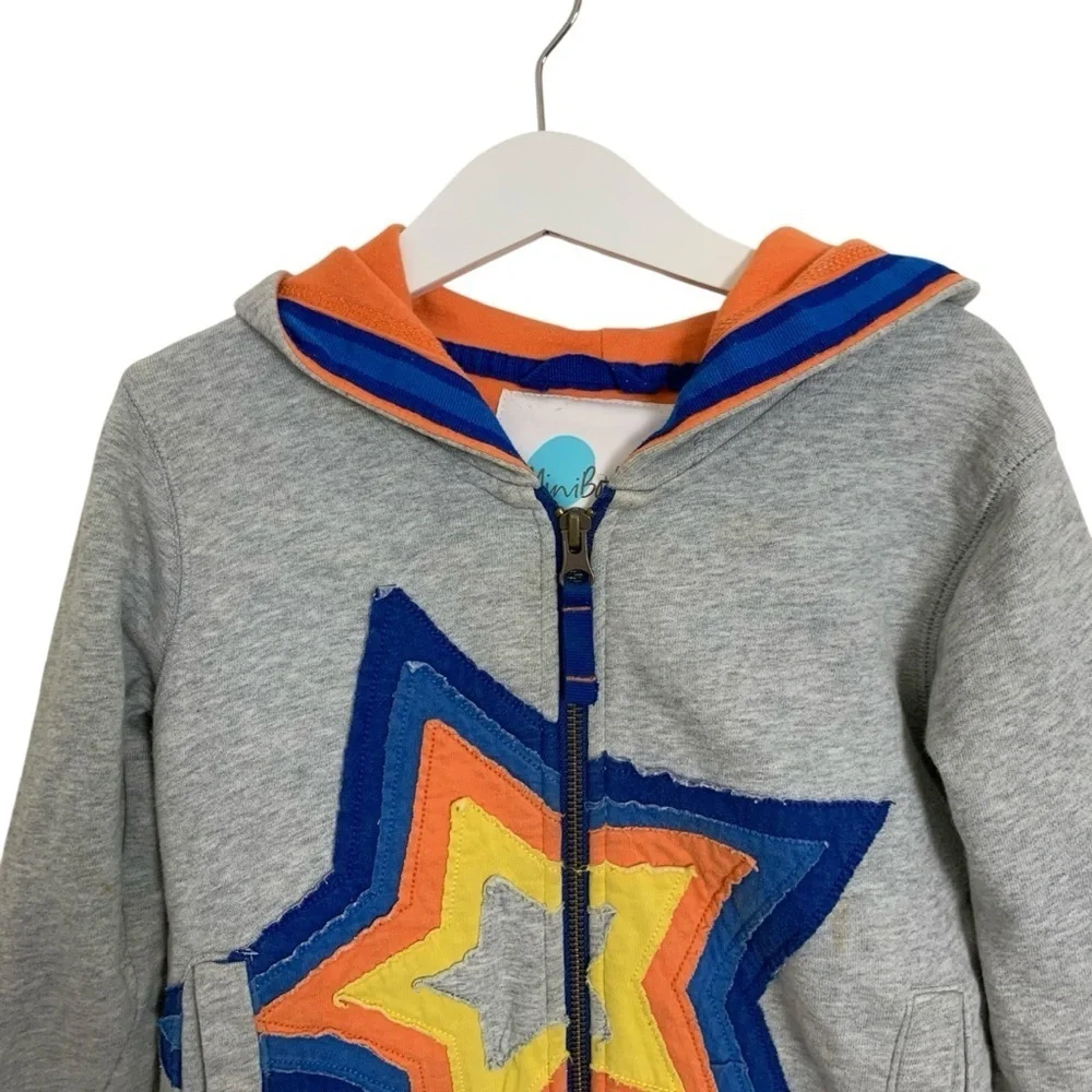 Mini Boden Star Hoodie Full Zip Sweatshirt Kids 3-4 years Colorful